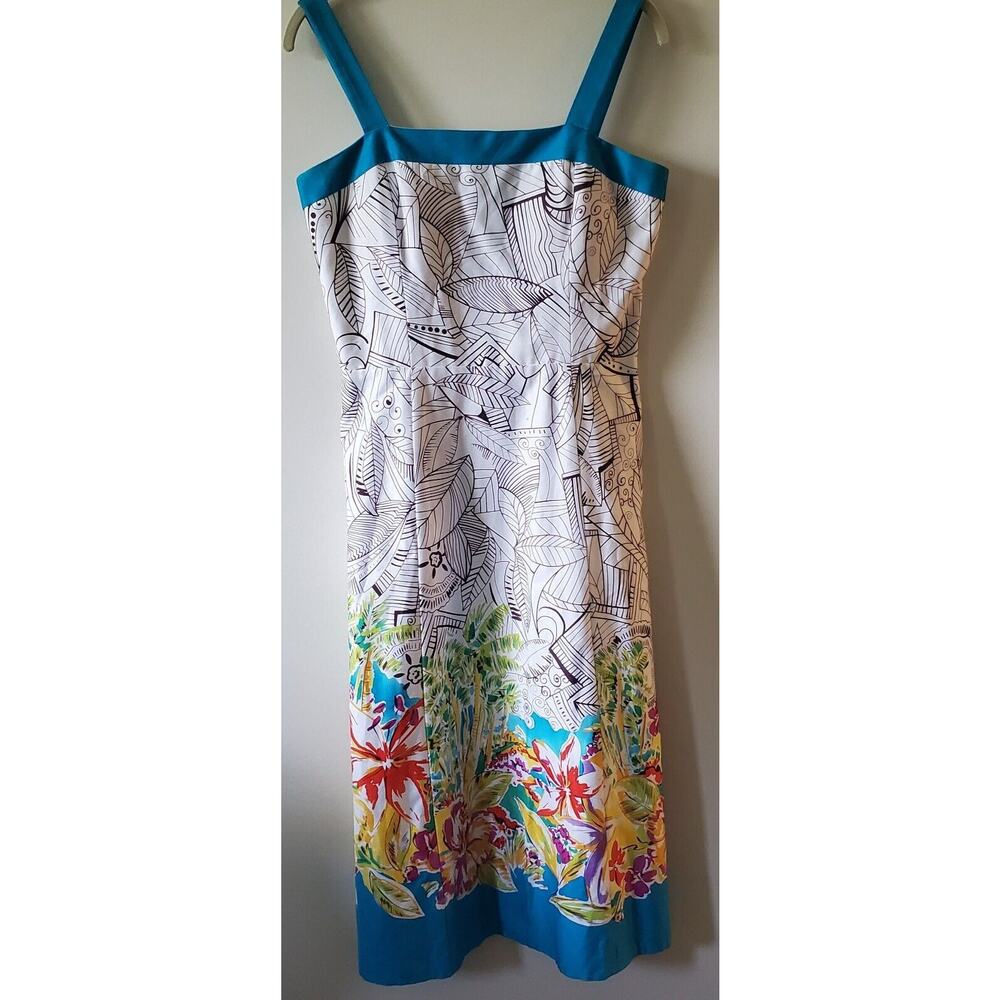Madison Leigh Sundress Size 10 Colorful Cotton Spandex Straps Back Zip Beach